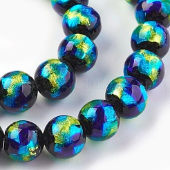 Ручная серебряная фольга стеклянные бусины Lampwork LAMP-P051-G02-10mm