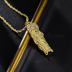 Halsketten mit Anhänger aus Messing mit Mikropflaster und klarem Zirkonia&nbsp;NJEW-C071-01C-G