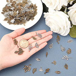 Pendentifs de feuille en alliage de style tibétain &nbsp;TIBEP-PH0001-10-LF-WH
