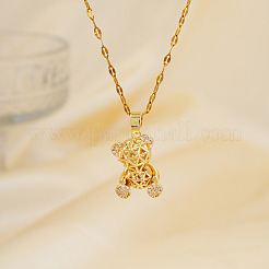 Очаровательные латунные ожерелья с подвеской в виде медведя из прозрачного кубического циркония DI7777