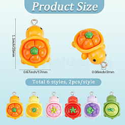 12pcs 6 couleurs pendentifs en résine opaque&nbsp;CRES-SC0003-30