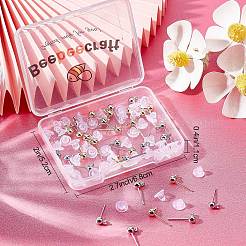 40 шт. 2-х стильный латунный шариковый гвоздик для серьги KK-BBC0003-73