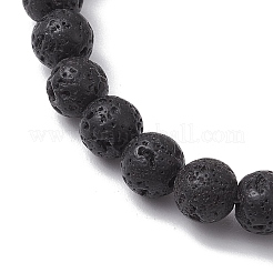 Braccialetti elasticizzati rotondi con perline di roccia lavica naturale da 6 mm&nbsp;BJEW-JB10669