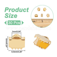 PVD真空メッキ304ステンレス鋼リボンクランプエンド  ゴールドカラー  6x6.5mm  穴：1x1.5mm  30個/箱&nbsp;STAS-UN0004-13G