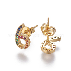 Clous d'oreilles en laiton avec zircon cubique&nbsp;EJEW-O092-06G