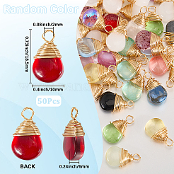 50шт прозрачные стеклянные подвески&nbsp;FIND-SP0004-02