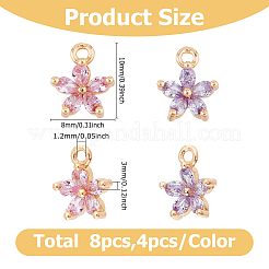 8 шт. 2-х цветные латунные подвески-цветы из кубического циркония&nbsp;KK-HS0015-16