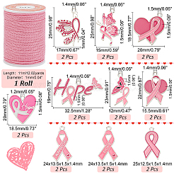 Oktober Brustkrebs Pink Awareness Ribbon Armband Halskette Bastelset&nbsp;DIY-PH0020-75