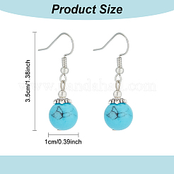 10 пара 10-х стилевых круглых подвесных серег с натуральными и синтетическими камнями EJEW-AN0002-82