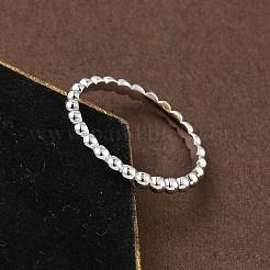 925スターリングシルバープレーンバンドリング  丸いビーズ  プラチナ  2mm  内径：17mm&nbsp;RJEW-P164-01A-P