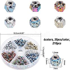 210 шт. 6-х цветные гальванизированные бусины из натуральной лавы G-OC0001-97