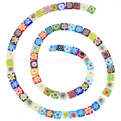 2 Strang quadratische handgemachte Millefiori-Glasperlenstränge&nbsp;LK-PA0001-03