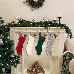 4 шт. 4-х цветные вязаные акриловые хлопчатобумажные мешочки для чулок&nbsp;AJEW-SP0004-04