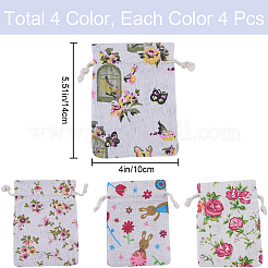 4 стиль мешковины с цветочным принтом ABAG-BBC0001-03B