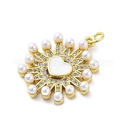 Латунные подвески с имитацией жемчуга из микрофибры и эмали из АБС-пластика X-KK-D325-22G-02