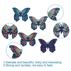 6 шт. 6-х цветные аппликации из полиэстера с вышивкой в виде бабочек PATC-HY0001-40