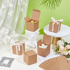 折りたたみ式スクエアクラフト紙製メーラーボックス  淡い茶色  6x6x6cm&nbsp;CBOX-WH0005-04