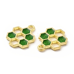 合金エナメルチャーム  ハニカムチャーム  ゴールドカラー  ミックスカラー  19x15x1.5mm  穴：2mm&nbsp;ENAM-J650-06G