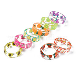 Transparenter Harz-Frucht-Fingerring für Frauen&nbsp;X1-RJEW-T022-030