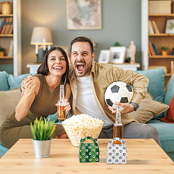 16 шт. 2-цветные коробки для конфет из крафт-бумаги с футбольным узором CON-OC0001-48