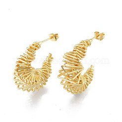 Серьги-гвоздики в виде полумесяца из латуни&nbsp;EJEW-N011-81LG