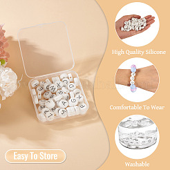 52 шт. 26 стиля плоские круглые с черными буквами a~z силиконовые бусины&nbsp;SIL-TA0002-98