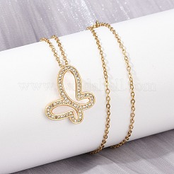 Ожерелья с подвесками из латуни с микропаве и кубическим цирконием NJEW-C076-11G