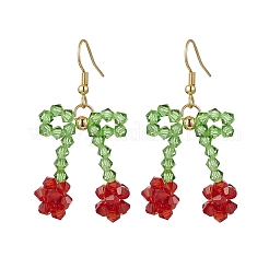 Вишневые стеклянные серьги-подвески&nbsp;EJEW-JE06424