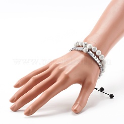 Set di bracciali elasticizzati in howlite naturale per ragazze donne&nbsp;BJEW-JB06805-03
