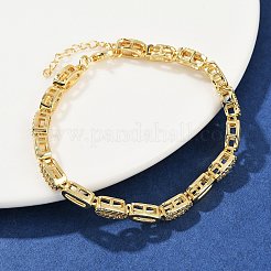 Браслеты-цепочки с овальными звеньями из латуни и микро паве для женщин с прозрачным кубическим цирконием BJEW-F504-04G