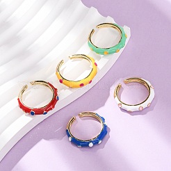 Латунные эмалированные манжеты с открытыми кольцами&nbsp;RJEW-P183-06G-M