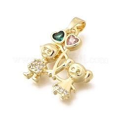 Ciondoli di San Valentino in ottone con zirconi cubici colorati&nbsp;KK-B187-24G