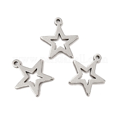 変色しない201ステンレススチールペンダント  スターのチャーム  ステンレス鋼色  13.5x12x1mm  穴：1mm&nbsp;STAS-A066-14P