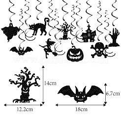 ハロウィーンの紙製パーティーデコレーション  家庭用壁掛け用  庭と家の装飾  混合図形  122~180mm  13個/セット&nbsp;PW-WG0EB8F-01