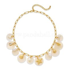 Латунные и натуральные ракушки морские звезды в форме диска подвеска нагрудник ожерелье для пляжа FS-WGE22AD-03