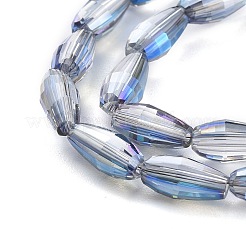 電気メッキガラスビーズ連売り  フル虹メッキ  米の形状  コーンフラワーブルー  8.5x4mm  穴：1mm  約72個/連  24.57''（62.4センチメートル）&nbsp;EGLA-H100-FR04