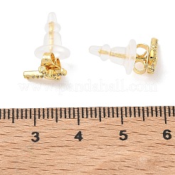 Boucles d'oreilles en laiton avec micro pavé de zircone cubique transparente pour femmes&nbsp;EJEW-K271-06G