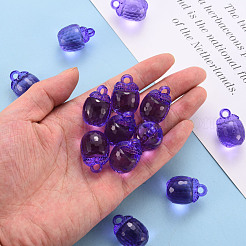 秋のテーマ透明アクリル ペンダント  多面カット  3d柿  紫色のメディア  27.5x19.5mm  穴：4mm  約95個/500g&nbsp;TACR-T024-04B-936