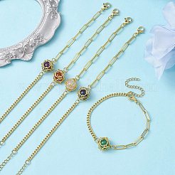 Браслет с круглыми звеньями из натурального драгоценного камня&nbsp;BJEW-JB10032-01