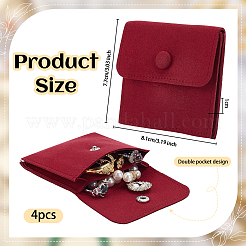 Pochettes à rabat en microfibre pour bijoux&nbsp;ABAG-WH0032-121C