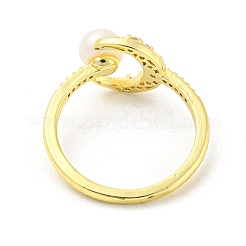 Открытые манжеты из латуни с микро паве в форме полумесяца и циркония RJEW-H220-41G