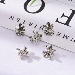 Stile tibetano tappi doppio fiore faccia perline&nbsp;X-PALLOY-O042-02