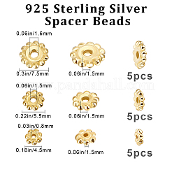 15 шт. 3-х размеров бусины-разделители из стерлингового серебра&nbsp;STER-BBC0001-95G