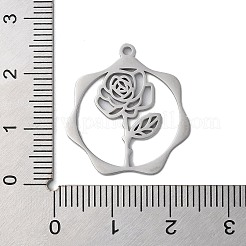 変色しない304ステンレススチールペンダント  花  ステンレス鋼色  23.5x21.5x1mm  穴：1.5mm&nbsp;STAS-P338-01J-P