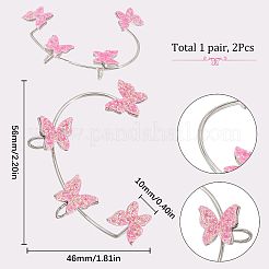 2 шт. 2 стильных блестящих серег-каффов в форме бабочек EJEW-SC0001-26B