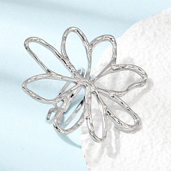 女性用フラワー 304 ステンレススチール 指輪  ステンレス鋼色  18mm&nbsp;RJEW-A105-02P