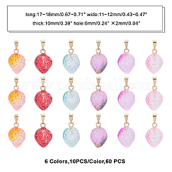 60 pz 6 colori pendenti in vetro verniciato a spruzzo trasparente bicolore&nbsp;GLAA-PH0001-55