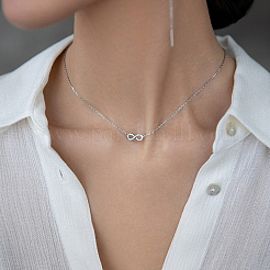 Комплекты из ожерелья и браслетов с подвеской в виде бесконечности из стерлингового серебра с микропаве из прозрачных кубических цирконий OV1057-3