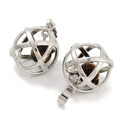 Круглые шариковые подвески из натурального тигрового глаза&nbsp;G-Q163-05P-07