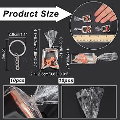 金魚の3Dウォーターバッグキーホルダー作りキット  樹脂ペンダント入り  アイアン製キーリング  オレンジ  20個/箱&nbsp;DIY-NB0007-42
